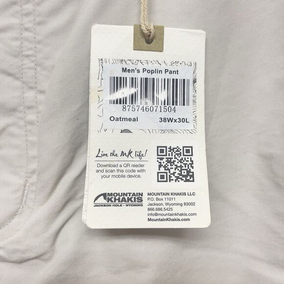Mountain Khakis Men's Poplin Lightweight Pants Size W38 L30 In Oatmeal Color - Picture 8 of 14